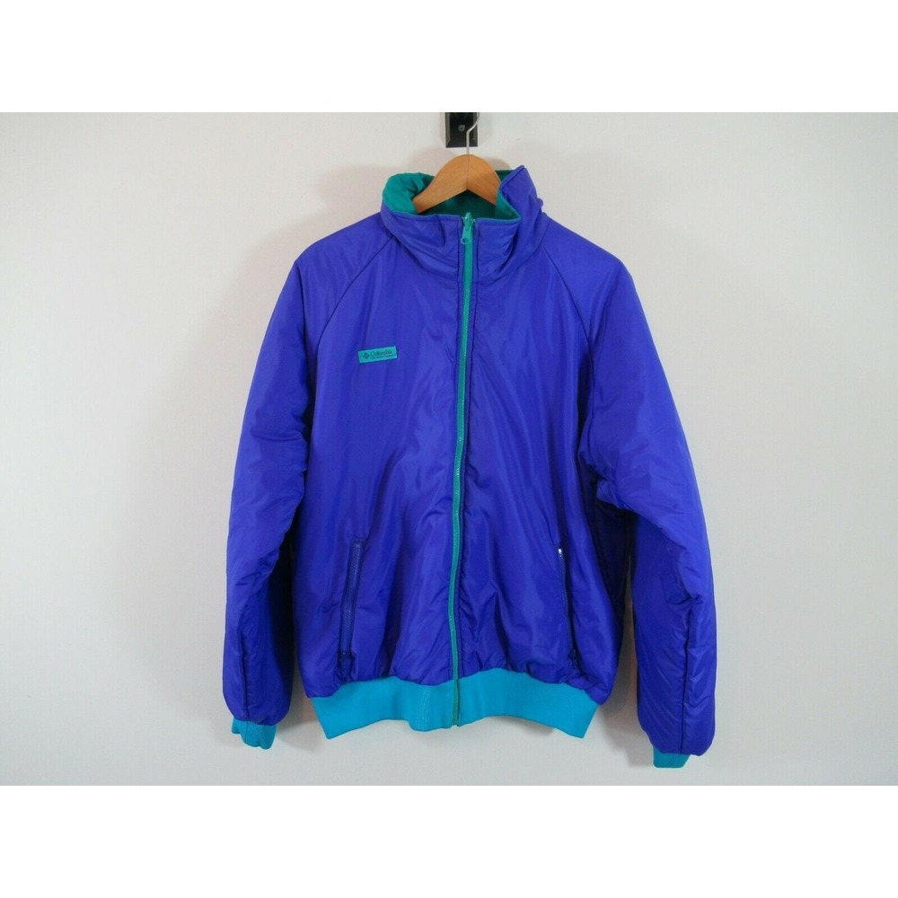 Vintage 90s Columbia Reversible Nylon Jacket Men Size XL Mockneck Full Zip Coat